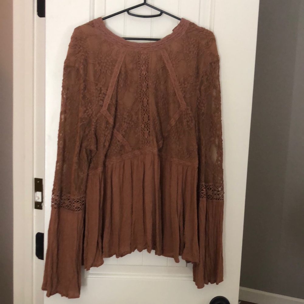 American eagle long sleeve orange shirt